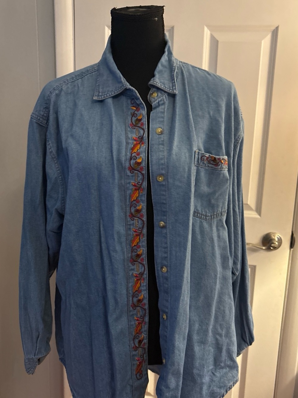 Studio Blue Denim Shirt with Subtle Tan Stitching